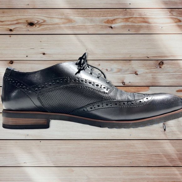 Steve Maddon Langdon Black Wingtips Size 10 - Picture 9 of 10